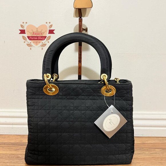 🖤Dior Lady Dior Handbag Cannage Quilted Nylon Black Satchel🖤 - Picture 3 of 17